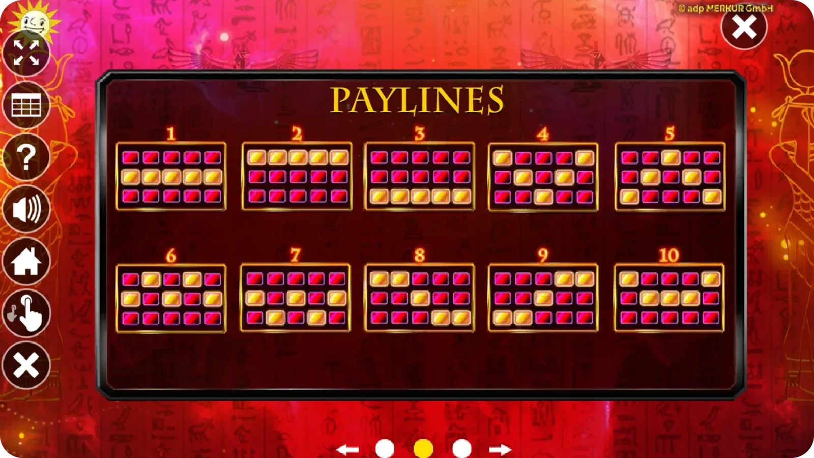 Lucky Pharaoh Gewinnlinien – 10 feste Paylines im Überblick